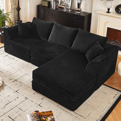 Canapé modulaire moderne en L avec méridienne réversible et sans assemblage requis