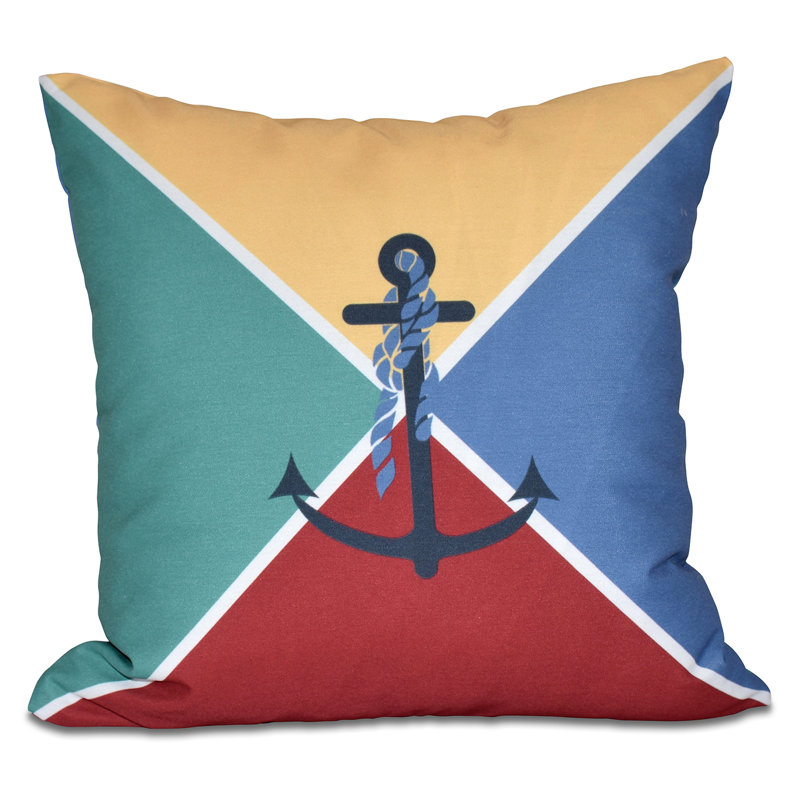 Nautical Nights Geometric Reversible Throw Pillow, 18" H x 18" W, Yellow