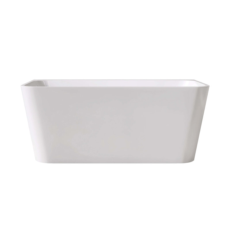 Stand Alone Tub Acrylic Rectangular Free Standing Soaking Bath Tub (White)