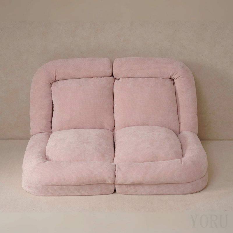 Canapé-lit double convertible pliable, rose