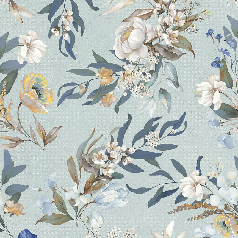 Bloom 24X48  Decorative Floral Wall Tile, Blue