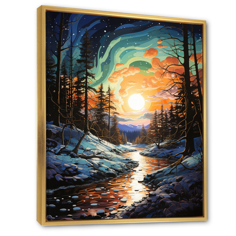 «Avya Aurora Borealis Aurora Spectacle IV», reproduction d'art sur toile, H 32 po x l 24 po x P 1 po, Cadre flottant doré