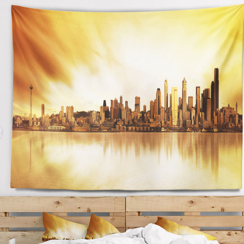 Photographie de paysage seattle panorama tapisserie, H 32 po x l 39 po