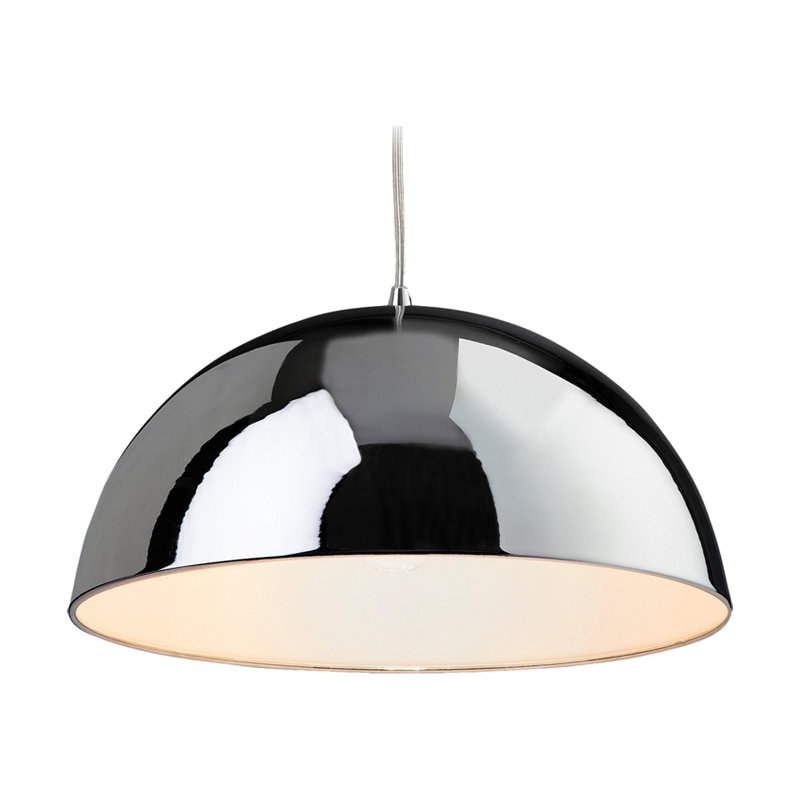 BISTRO 1 - Light Chrome Dome Pendant, Chrome / White