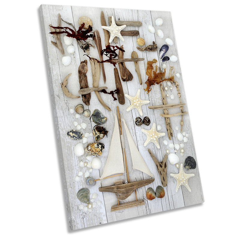 Shabby Elegance Seaside Sail Boat Picture - Wrapped Canvas Print, 45.7cm H x 30.5cm W x 2cm D