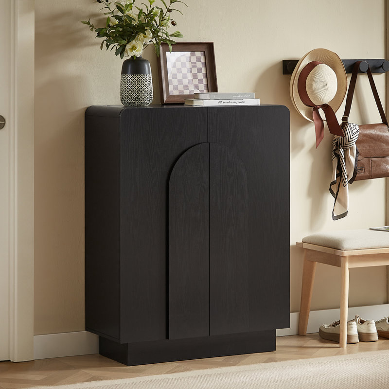 5-Tier 20 Pairs Shoe Cabinet With Doors And Adjustable Shelves For Entryway, Black