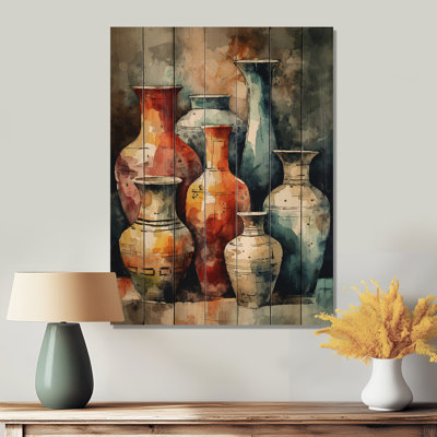 " Orange And Green Boho Pottery "