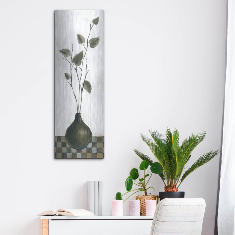 Art mural en métal luxueux «Zen Panel 4 On White» par Silvia Vassileva, 12 po x 36 po, H 36 po x l 12 po