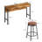 3-Drawer 72-Inch Long Dining Table Set with Built-in Power Outlets Bar Height Kitchen Table & 4 Circular PU Stools Easy Assembly Sturdy Wood Frame for Dining Room & Kitchen