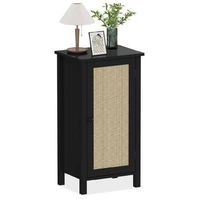 Avec rangement, armoire de rangement en rotin, structure en bambou et métal tissés à la main, buffet de style campagnard pour le salon, la salle à manger et le vestibule