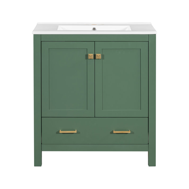 Ensemble de meuble-lavabo double 60 po, Vert, Doré