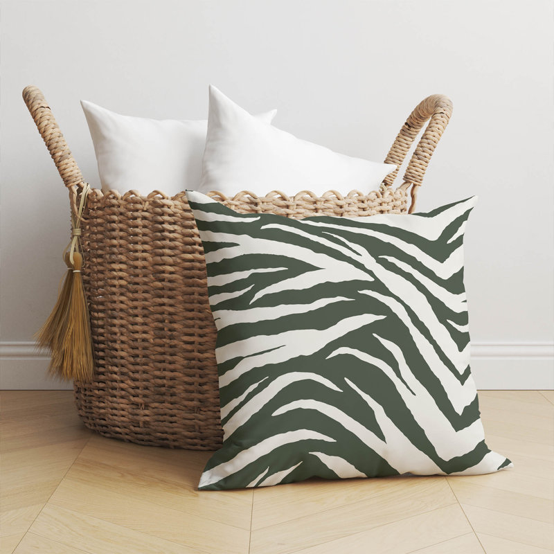 Coussin Zebra, Chimichurri / vert, H 26 po x l 26 po