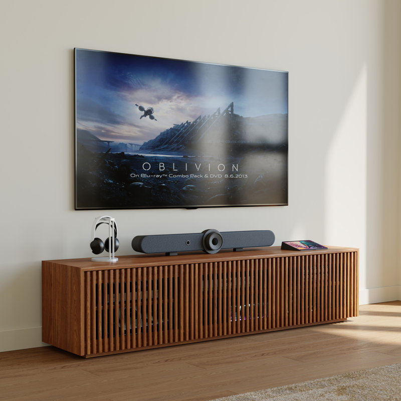Hiramani Mid-Century Modern TV Stand, Fully Assembly, Brown, 16.54" H x 70.87" W x 15.75" D