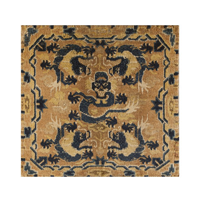 Petit tapis chinois du milieu du 19e siècle avec 5 griffes de chaque dragon chinois Ningxia