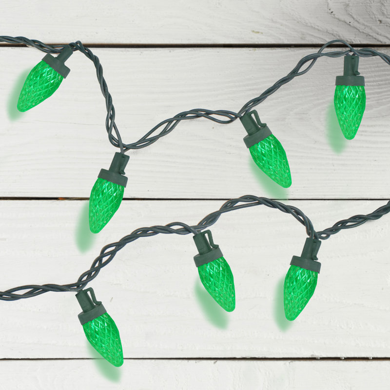 50 lumières DEL de Noël à facettes C7, Vert