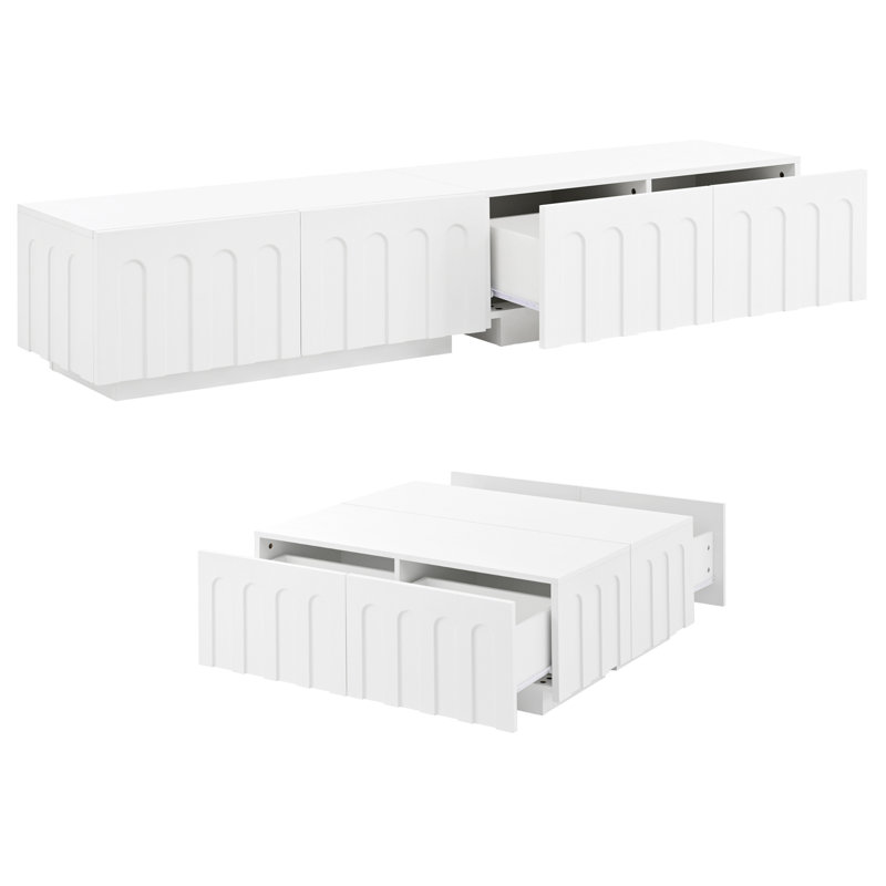 Ensemble de 2 meubles télé et table basse ON-TREND, Blanc