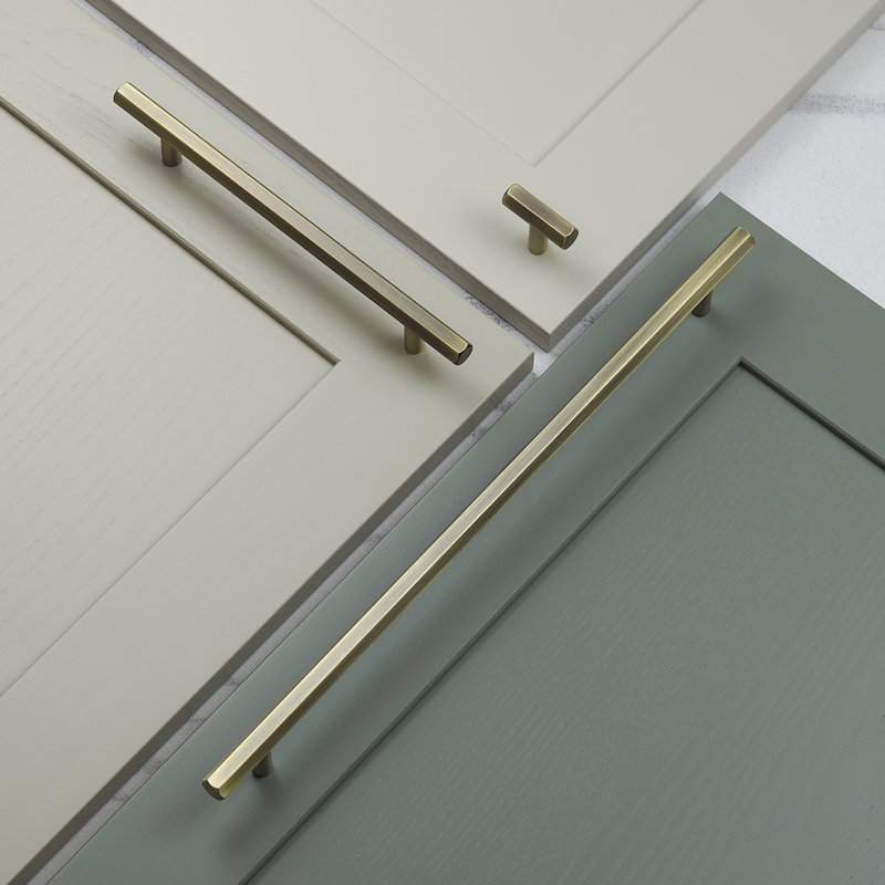 Hexagonal T-Bar Handles in Multiple Finishes, Antique Brass, 320mm Handle