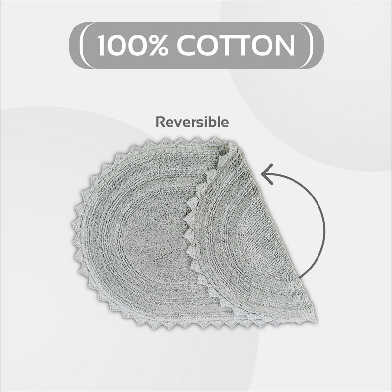 Tapis pour salle de bain réversible 100% coton Maxeys 1990 GSM, Ovale 20 po x 32 po, Gris