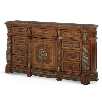Villa Valencia 76" Wood Dresser with Drawers and Cabinets
