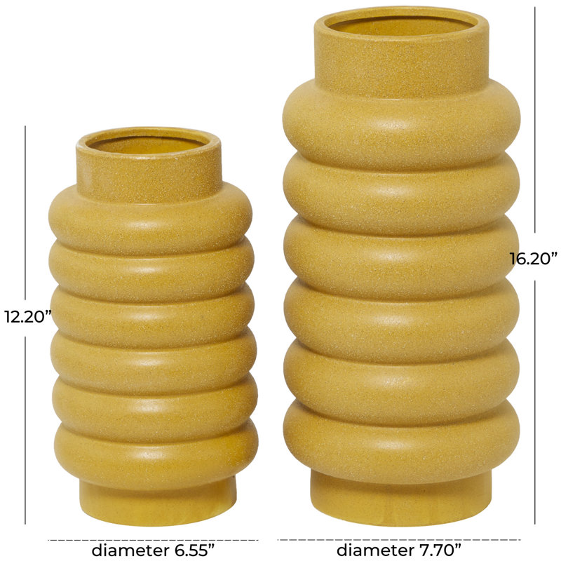 Alix 16.2'' Stoneware Table Vase, Yellow