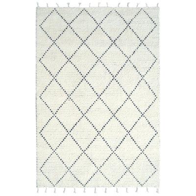 Tapis ivoire/noir en laine noué la à la main Leavitt