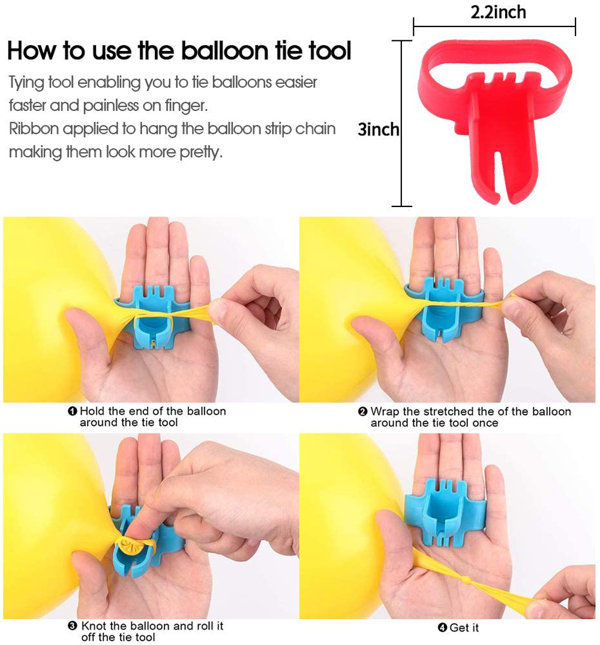 Balloon Tie Tool - Set of 4 - Plastic Balloon Tying Tool Makes Balloon  Tying Easy 