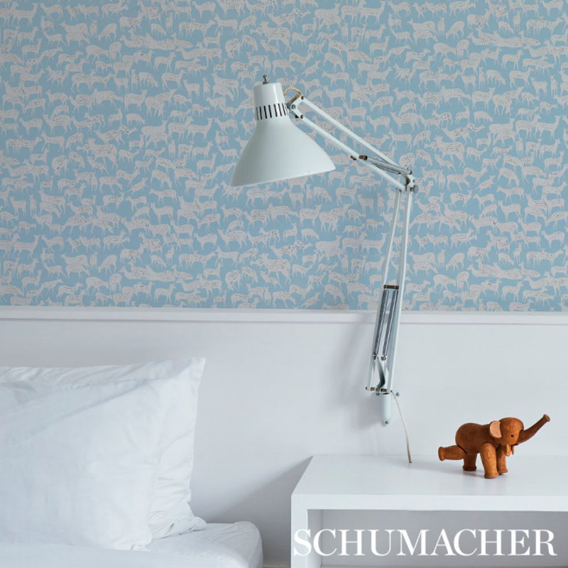 Fauna Wallpaper, Slate Blue
