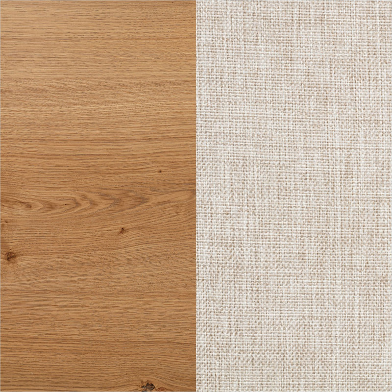 Ensemble de 2 chaises d'appoint rembourrées avec garniture cloutée, tissu beige, structure en bois naturel, dossier rectangulaire
