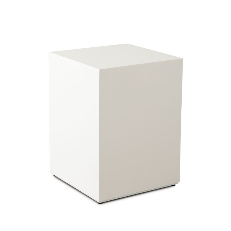 Montage Square End Table In Ivory Faux Cement Finish