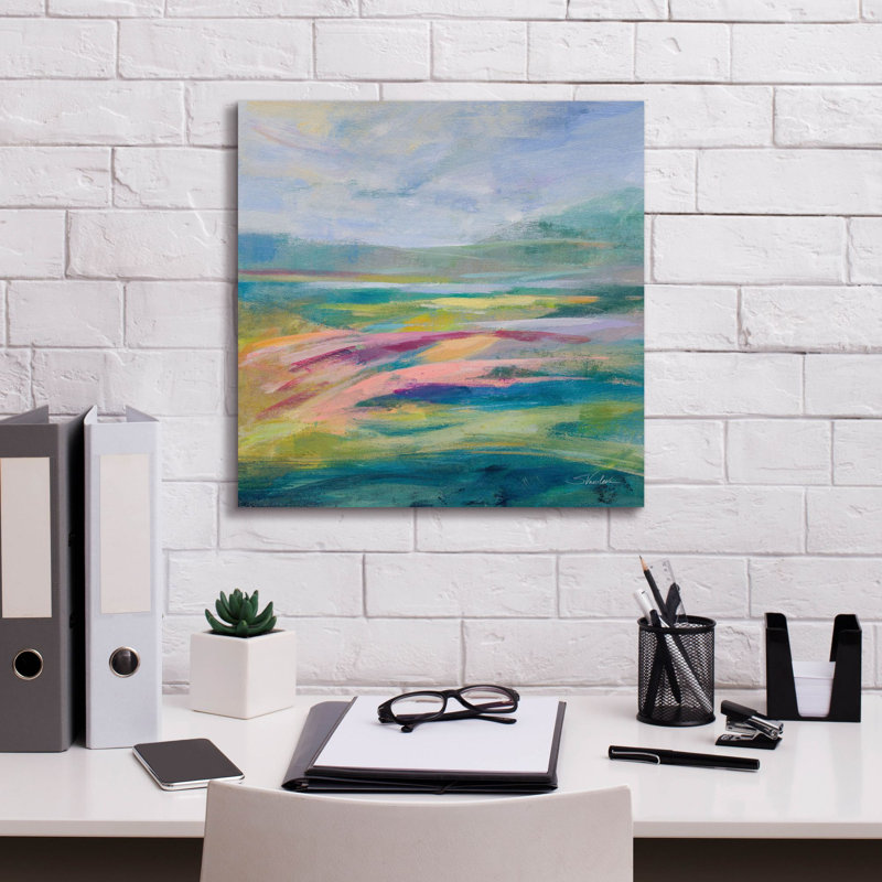  «Flower Hill 1» par Silvia Vassileva, art mural sur toile, 18 po x 18 po