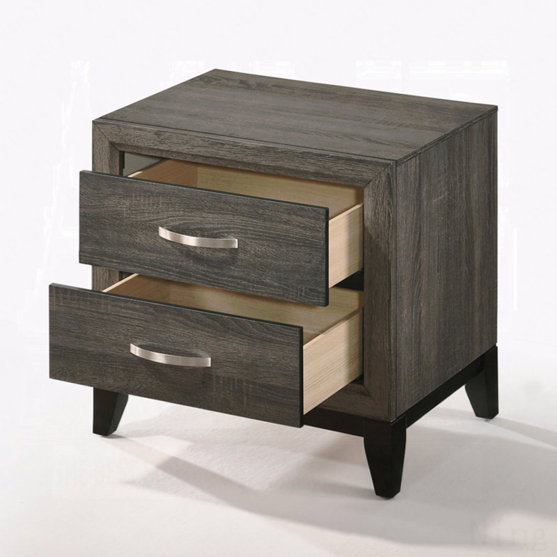 Table de chevet transitionnelle à finition grise 2 pièces