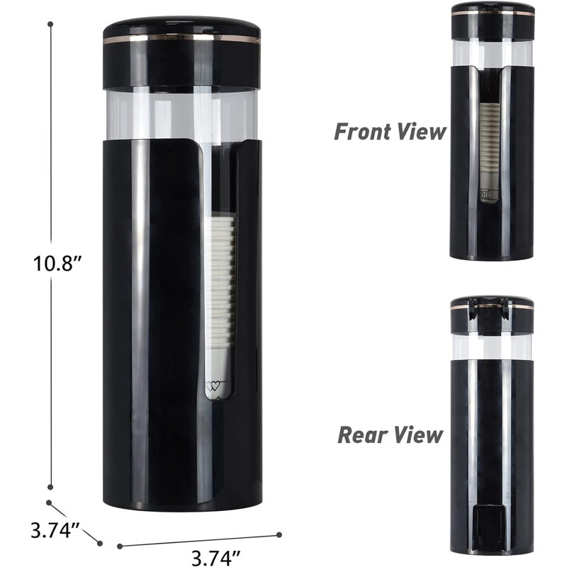Dia 3.7" Plastic Coffee Cup Dispenser, Black