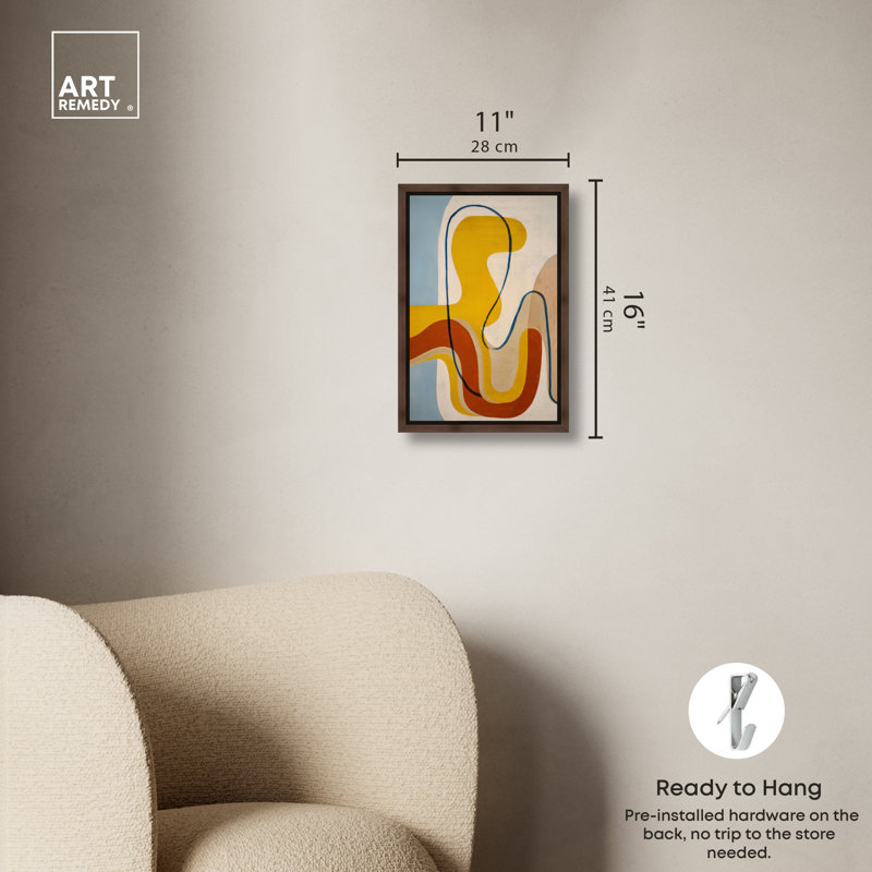Décoration murale encadrée «Mustard Flow II» par Art Remedy, cadre en noyer, 10 x 15, 16"H x 11"W, Walnut Frame