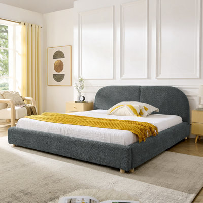 Structure de lit tapissier de style moderne minimaliste avec tête de lit courbée
