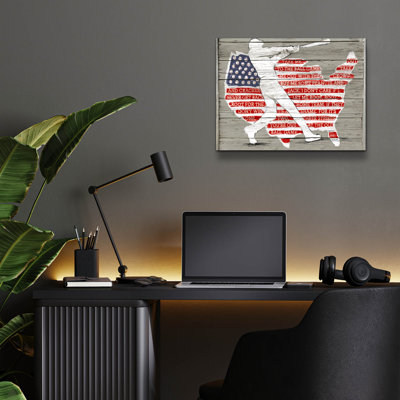  'Usa Flag And Batter' by Art Licencing Studio Acrylic Glass Wall Art, 16" x 12"