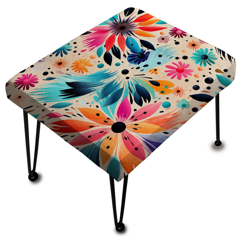 Multicolor Tribal Mandala Boho Pattern - Floral Rectangle Ottoman
