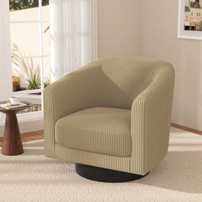 Corduroy Upholstered Swivel Barrel Chair