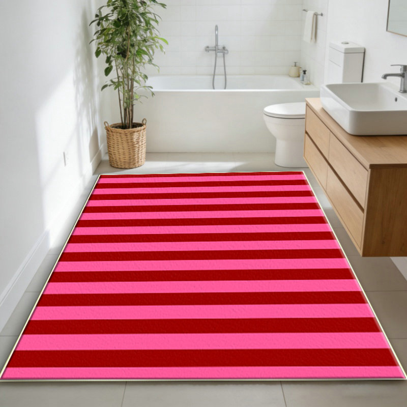 Pink bedroom carpet, washable anti slip area carpet, suitable for soft retro thin fan-shaped carpet for home decoration in kindergarten dormitories
