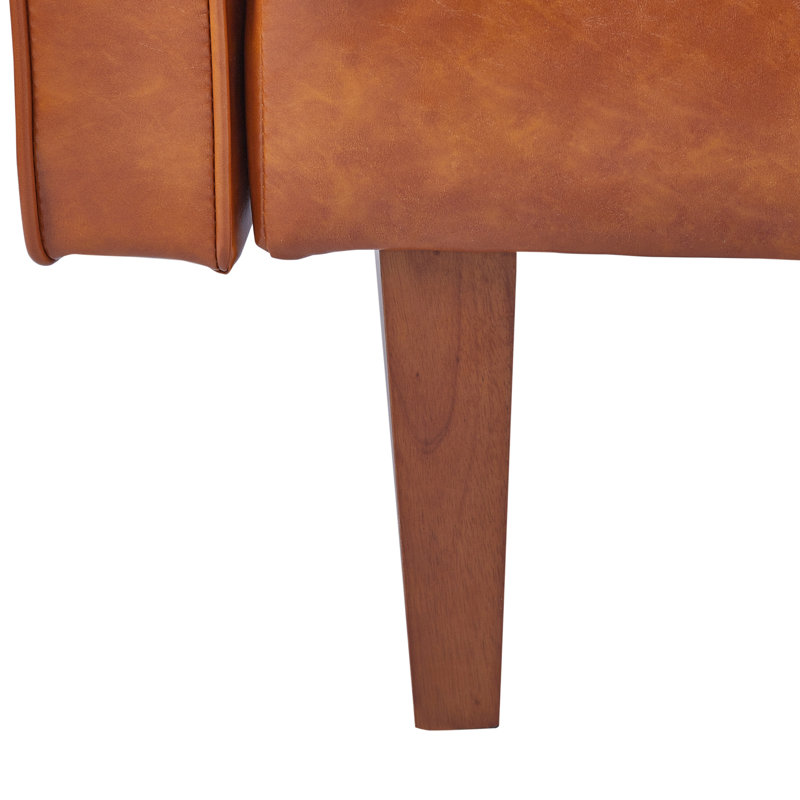 Canapé-lit 68 po Mid-Century, Similicuir brun