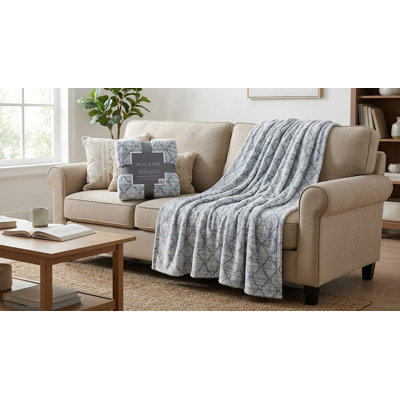 50" X 60" Ultra Plush Printed Throw Grey