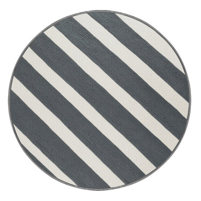  Tapis lavable rayé gris tourterelle blanc