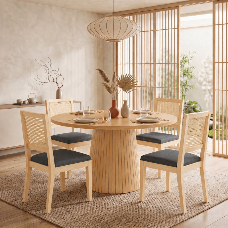 Ensemble de salle à manger 47 pi, Black, 5 Pieces: Table, 4 Chairs