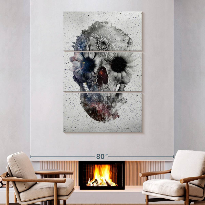 Crâne floral Kerner IV, H 74 po x l 48 po