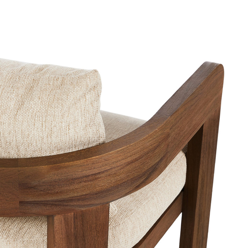 Jackson Teak Patio Dining Armchair with Cushion, Stained Toasted Brown Frame/Ellor Beige Cushion