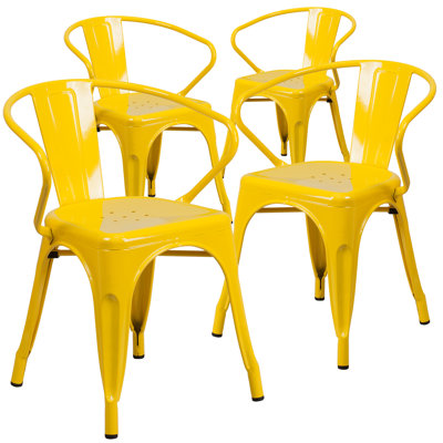 Joubert Commercial Grade Metal Indoor-Outdoor Chair with Arms