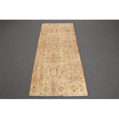 Vintage Turkish Beige Rug - Muted Anatolian Small Woven Antique Accent Rug for Home Decor