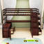 Lit mezzanine double à 7 tiroirs avec bureau intégré et tablettes-319597400