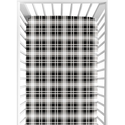 Gingham Black Plaid Fitted Crib Sheet by Sweet Jojo Designs