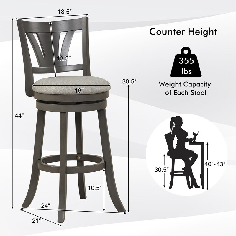 Tabouret de bar pivotant 30,5 po Rioja