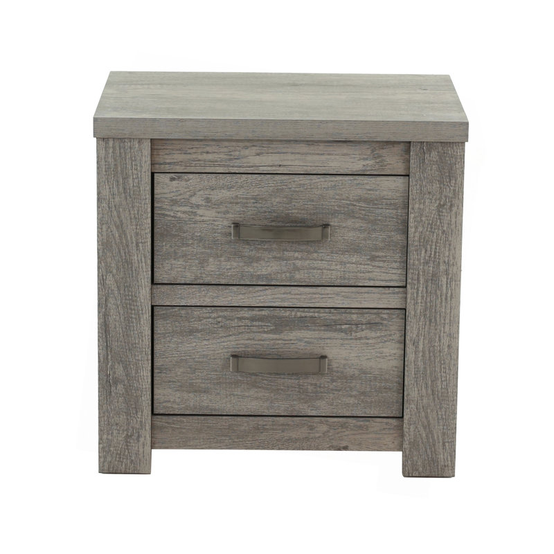 Table de chevet simple à 2 tiroirs rustique gris clair 1 chambre